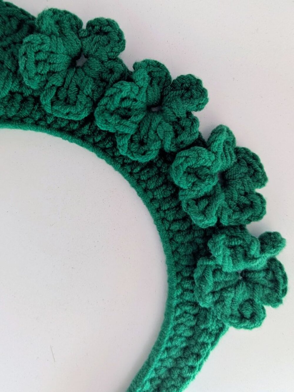 Hand Crochet 3D Floral Crown Headband Kelly Green Artisan - Picture 4 of 9